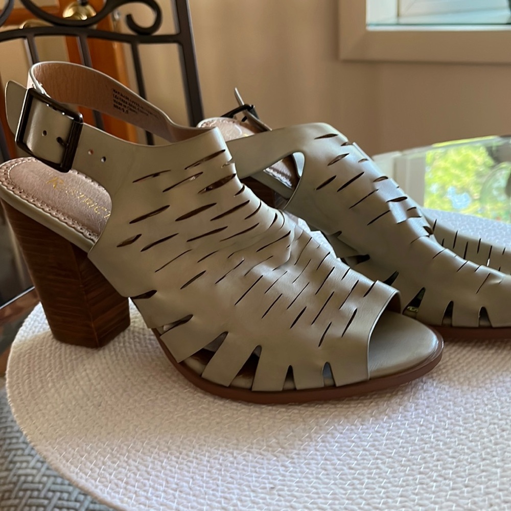 Never worn soft taupe leather